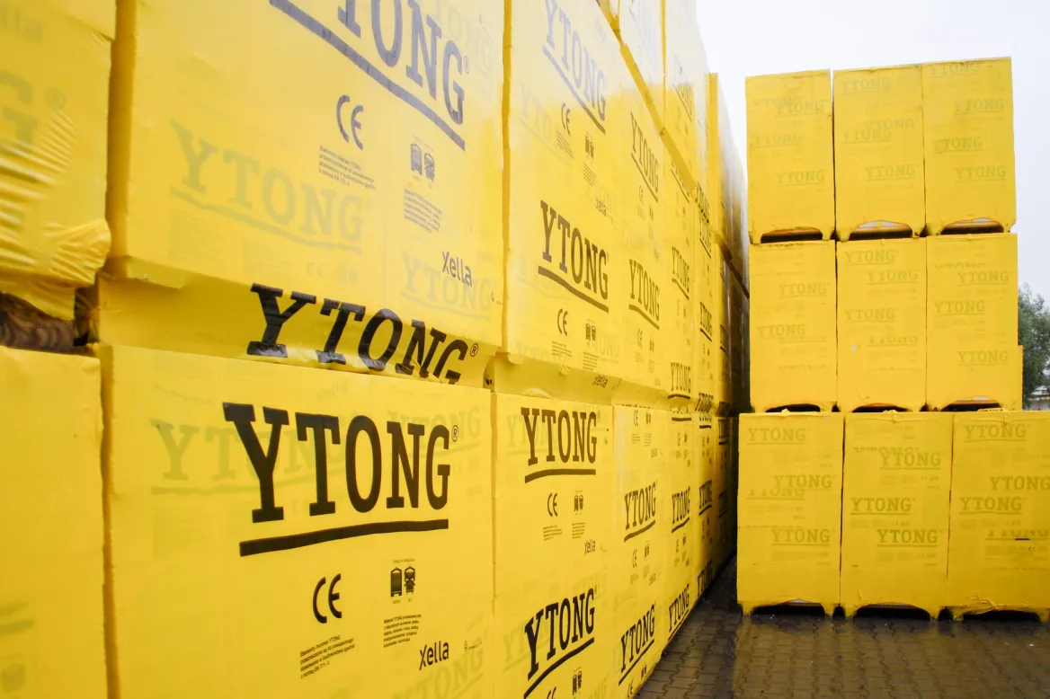 Pallets of blocks ready for delivery